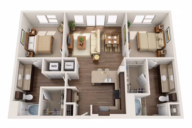2 Beds • 2 Bath 216 floor plan